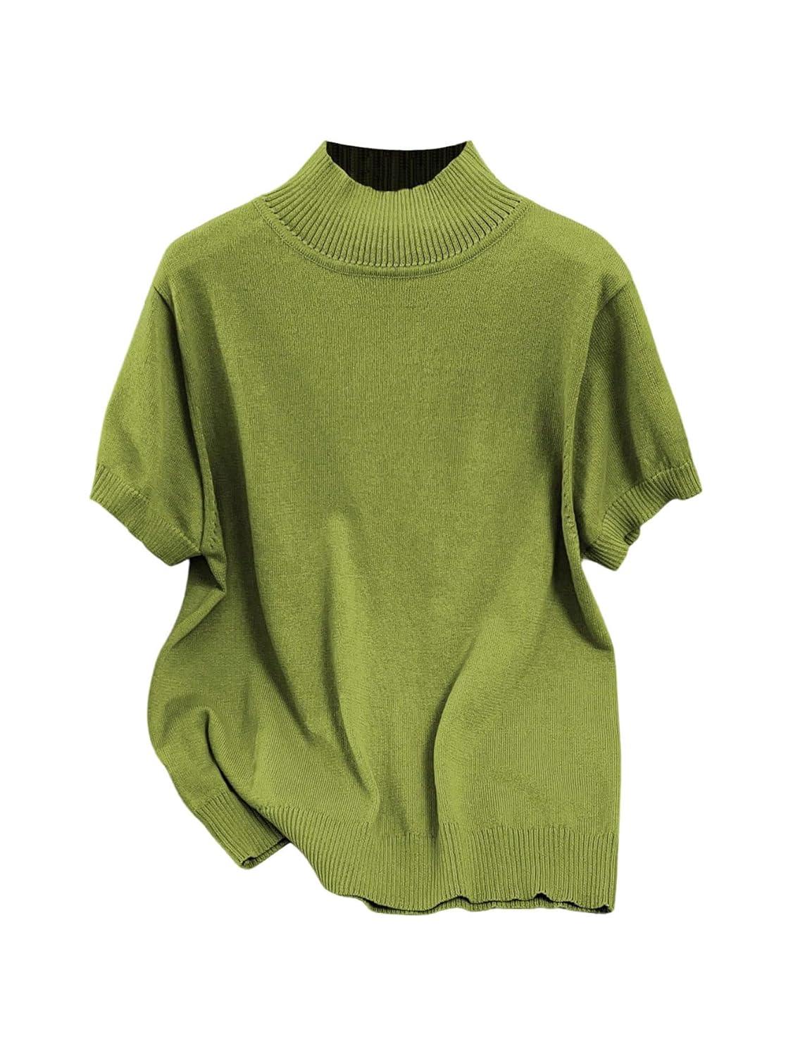 WDIRARA Womens Plus Size Mock Neck Short Sleeve Sweater Lightweight Pullover Knit Tops