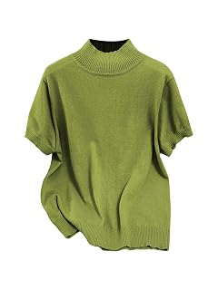 WDIRARA Womens Plus Size Mock Neck Short Sleeve Sweater Lightweight Pullover Knit Tops