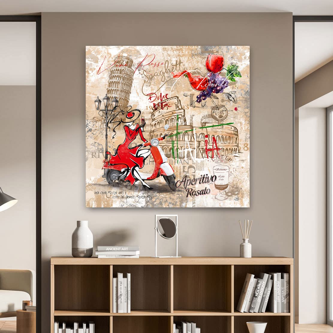Kunstgestalten24 Leinwandbild Italien im Pop Art Stil Wandbild Kunstdruck Raum- u. Wanddekoration Übergrößen