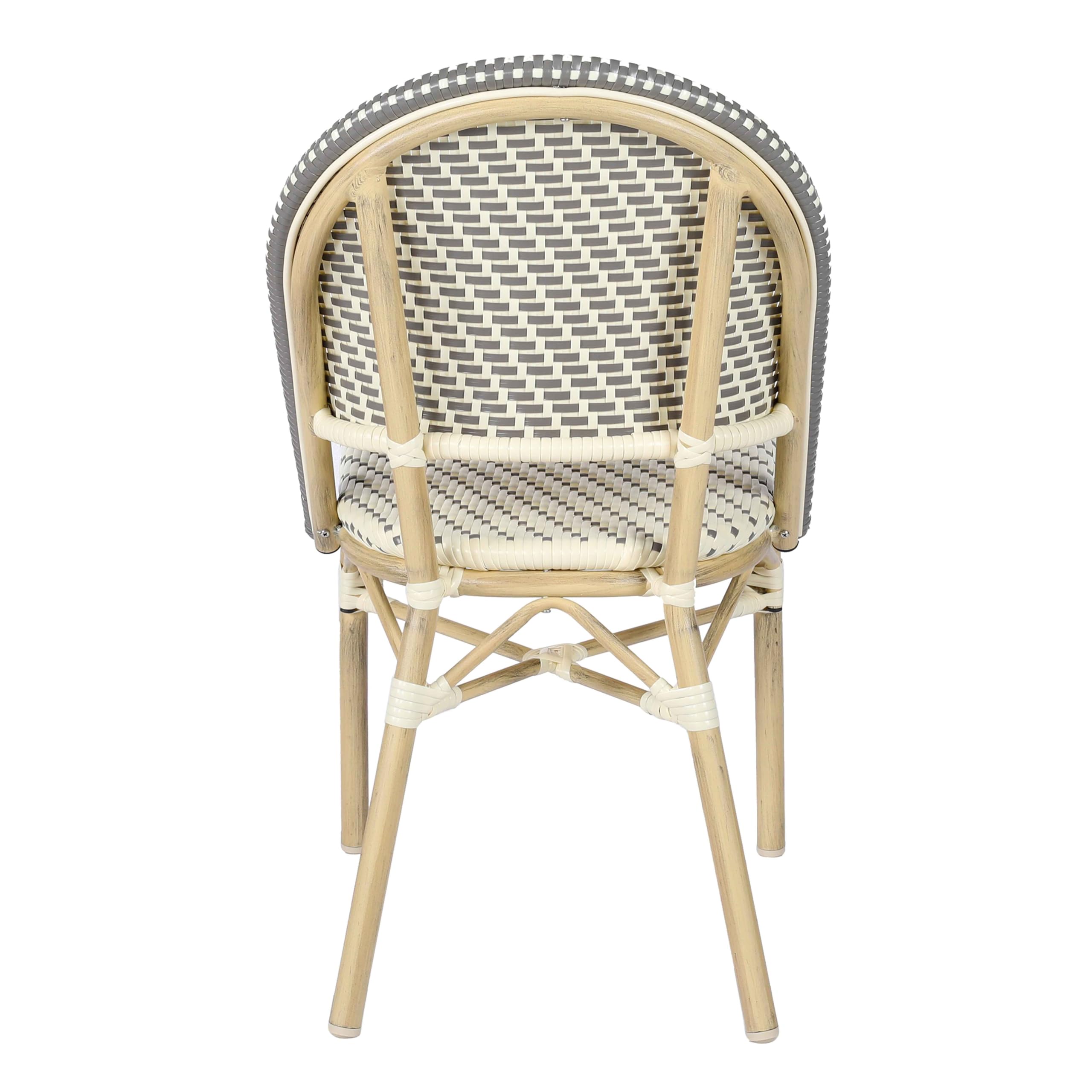 Oviala Chaise de terrasse bistrot Parisien en Aluminium et rotin Gris
