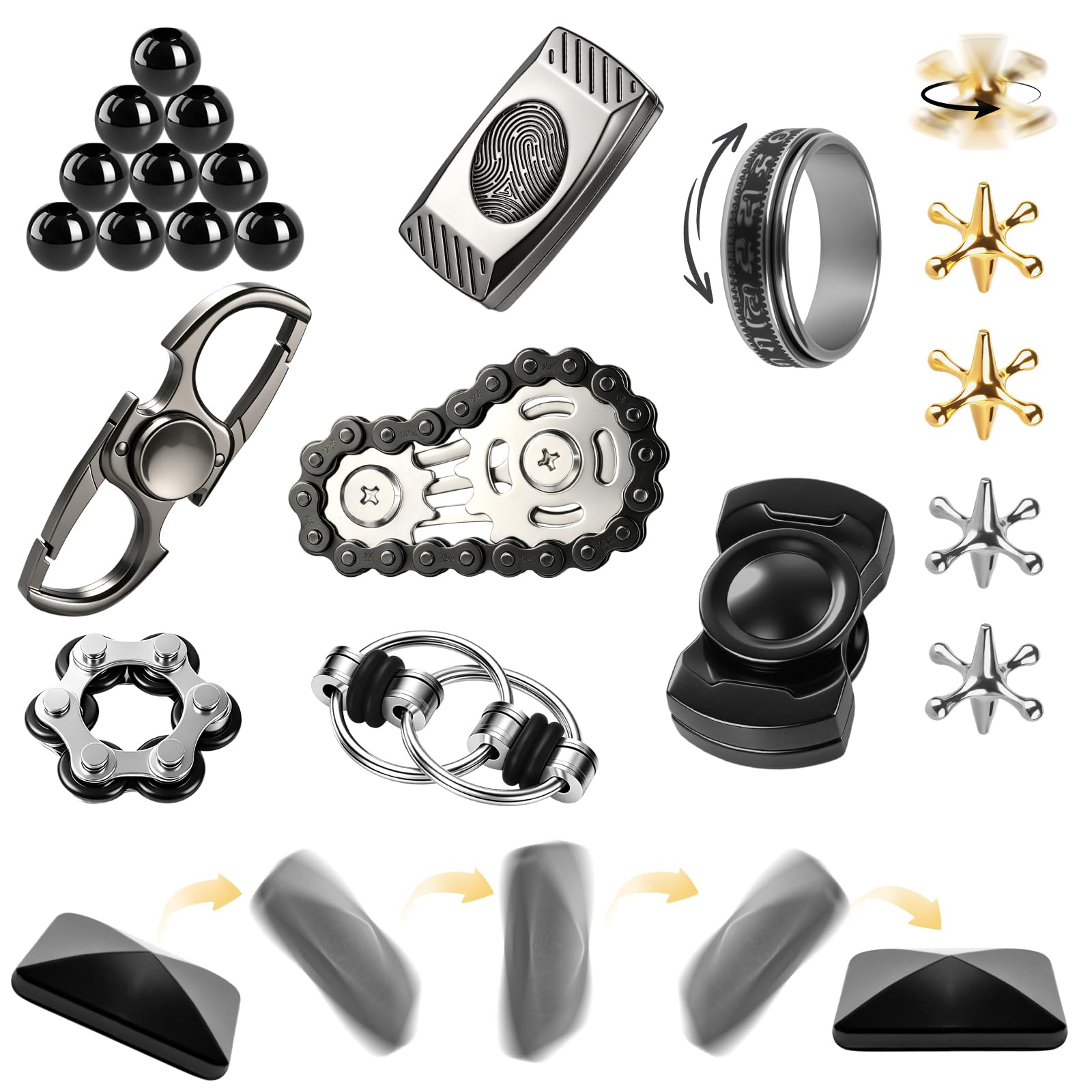 10 pezzi Fidget Toys Adulti e Teen EDC Ufficio Scrivania Giocattolo Stress Relief Articoli Sensoriali per Autismo ADHD Ansia Calza Stuffers per Adolescenti Adulti Uomini Regalo