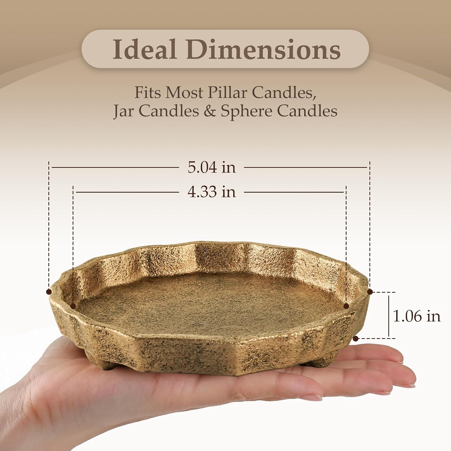 Cast Iron Pillar Candle Holder Plate, Vintage, 5 in, Set of 2