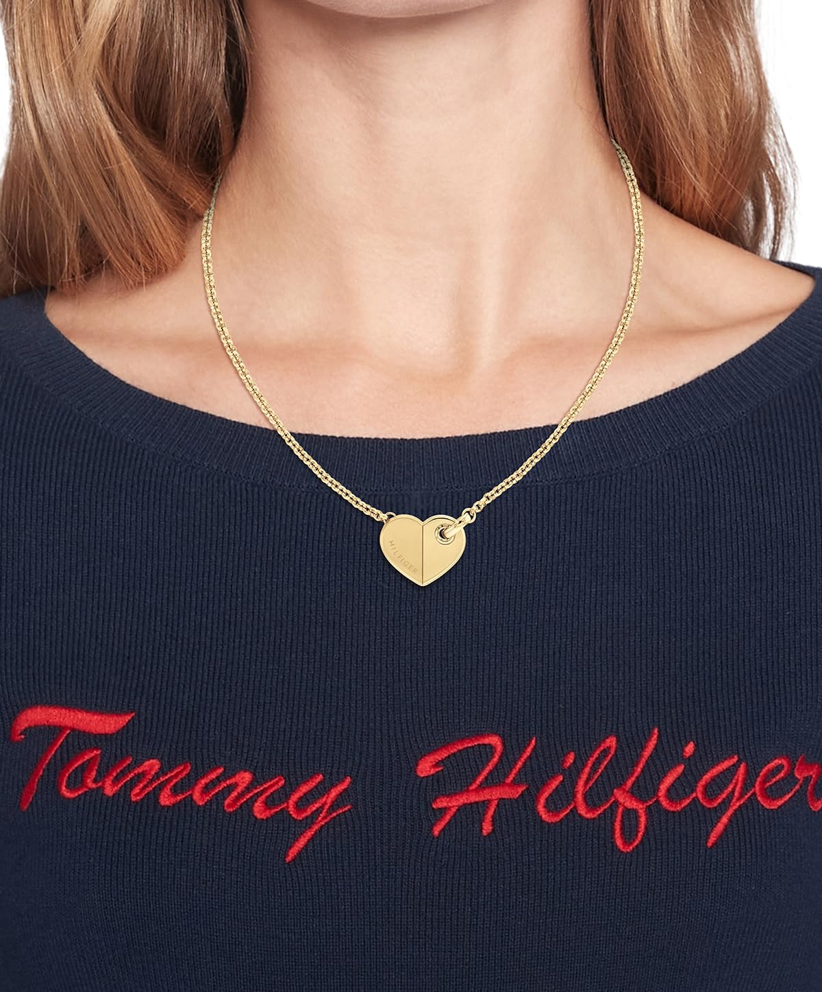 Tommy Hilfiger Jewelry Collar de cadena para Mujer en Acero Inoxidable con un Colgante en Forma de Corazón - Disponible en versión Oro o Plata