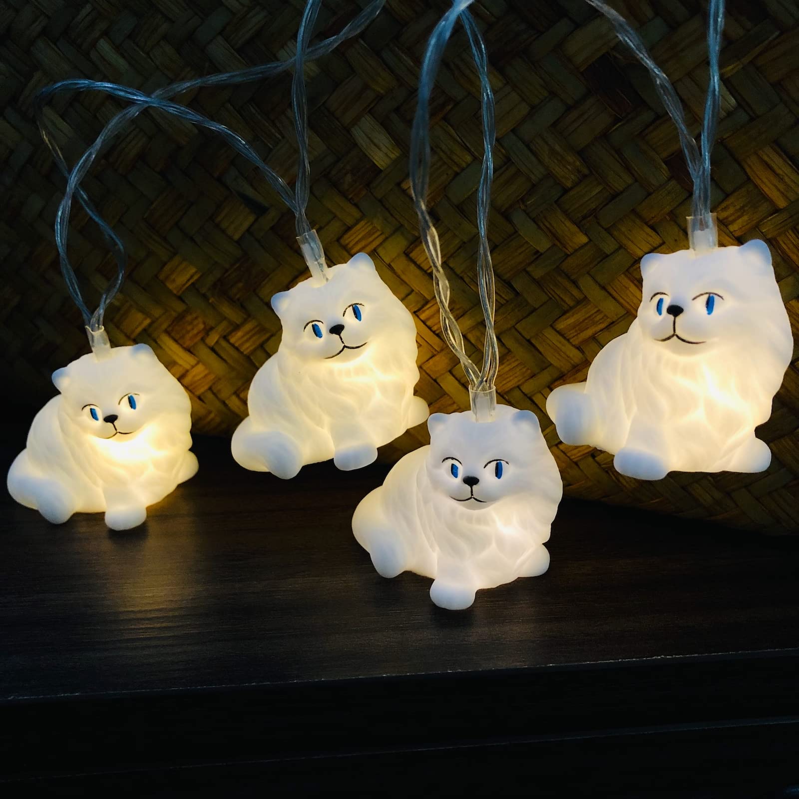 Riaxuebiy 1.65M 10LEDs Lovely Cat Fairy Light, White Cat Night Light Battery Powered String Light for Indoor/Wedding/Birthday Gift/Party Decoration (Persian cat)