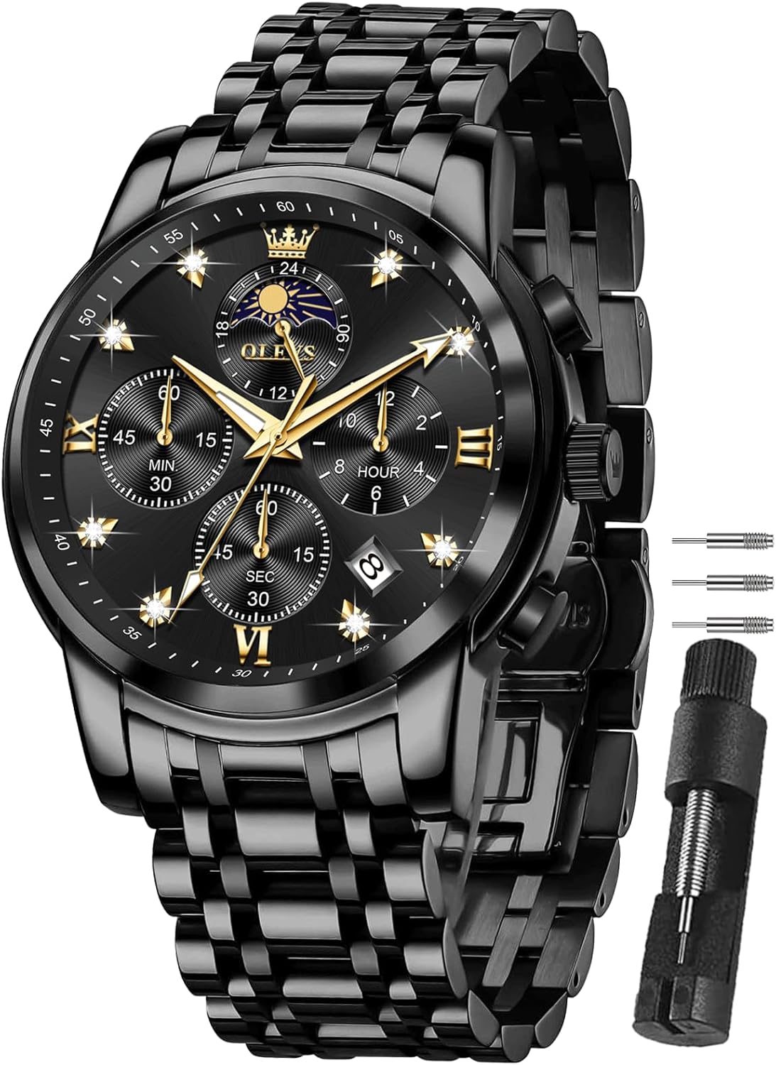OLEVS Watches for Men Dress Watch Chronograph Luxury Stainless Steel Big Face Men Watches Multi-Function Easy to Read Diamond Roman Numerals Business Wristwatch Reloj para Hombre OLEVS Watches for Men Dress Watch Chronograph Luxury Stainless Steel Big Face Men Watches Multi-Function Easy to Read Diamond Roman Numerals Business Wristwatch Reloj para Hombre