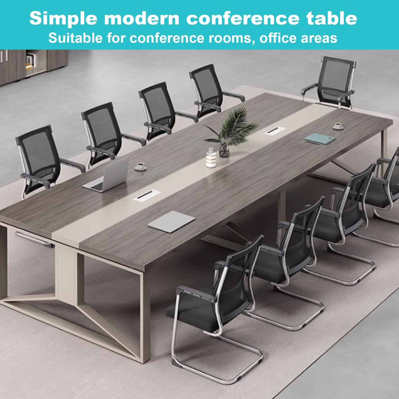 Tavolo conferenza 2-4m Grande tavolo sala conferenze Tavolo conferenza ufficio Piano tavolo spesso Tavolo lungo conferenza con design a fori filettatura adatto conferenze in ufficio(300x130x75cm)