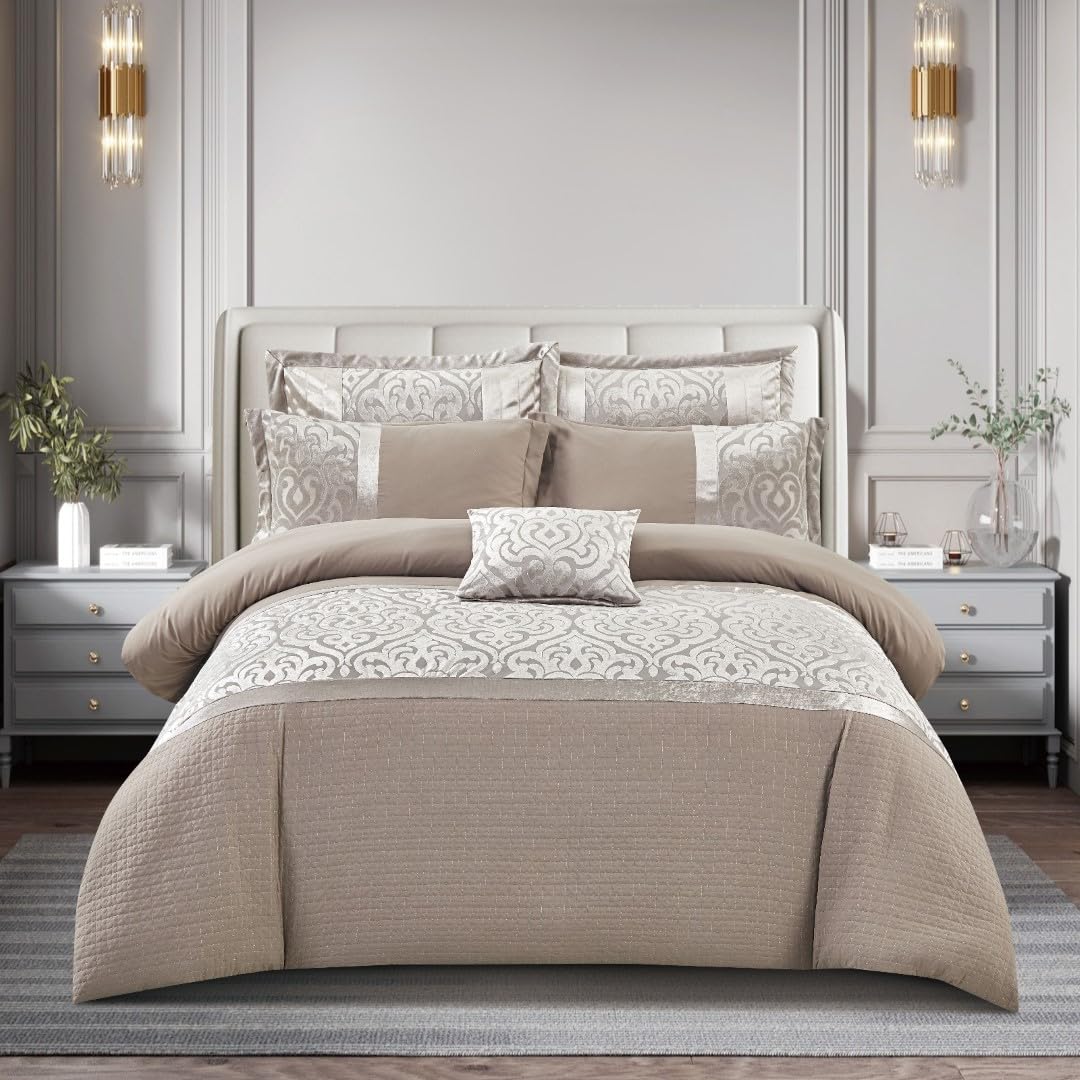 Mink Jacquard Velvet Duvet Cover Double - Luxury Ultra Soft Velvet Quilt Cover Set For Bedroom - Hotel Quality Shrinkage and Fade Resistant Bedding with 2 Pillowcases