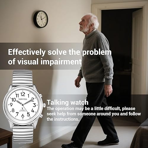 Miniatura 16 de VOYTEL - Reloj de hablar atómico para hombre – Se establece alarma que habla la hora, el día y la fecha para ancianos, problemas de vista o ciegos