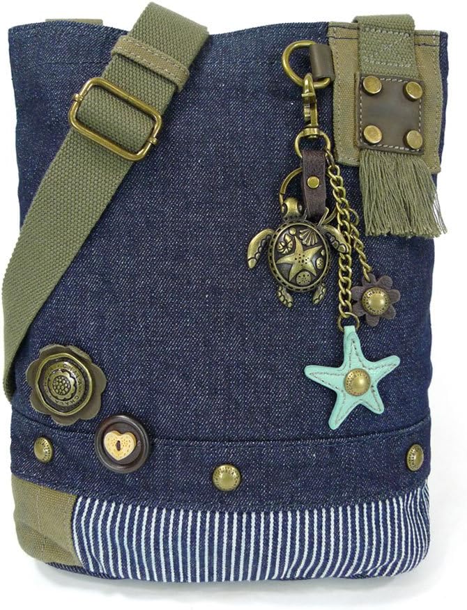 CHALA Patch Cross-Body Women Handbag, Canvas Messenger Bag Denim
