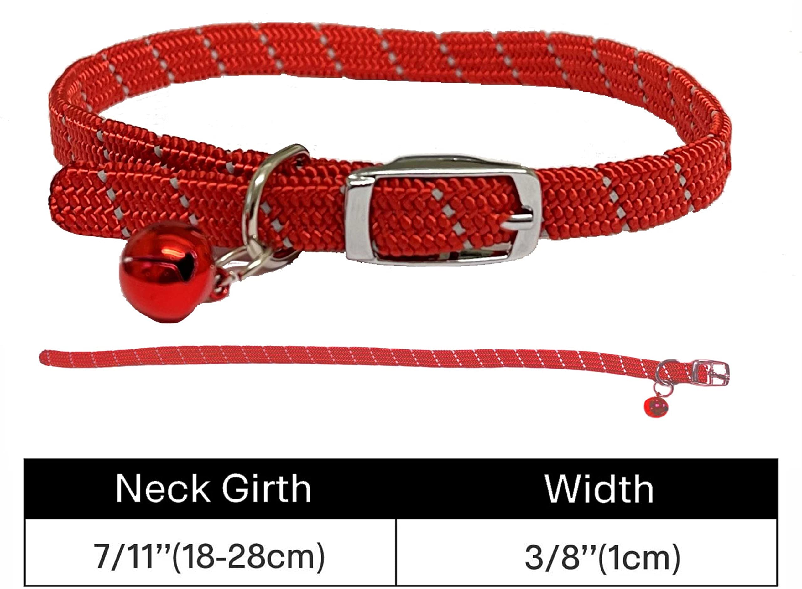Newtensina Katzenhalsband – Reflektierend Mit Glöckchen, 2er-Set In Gelb/Rot (Größe S: 19-32 Cm)