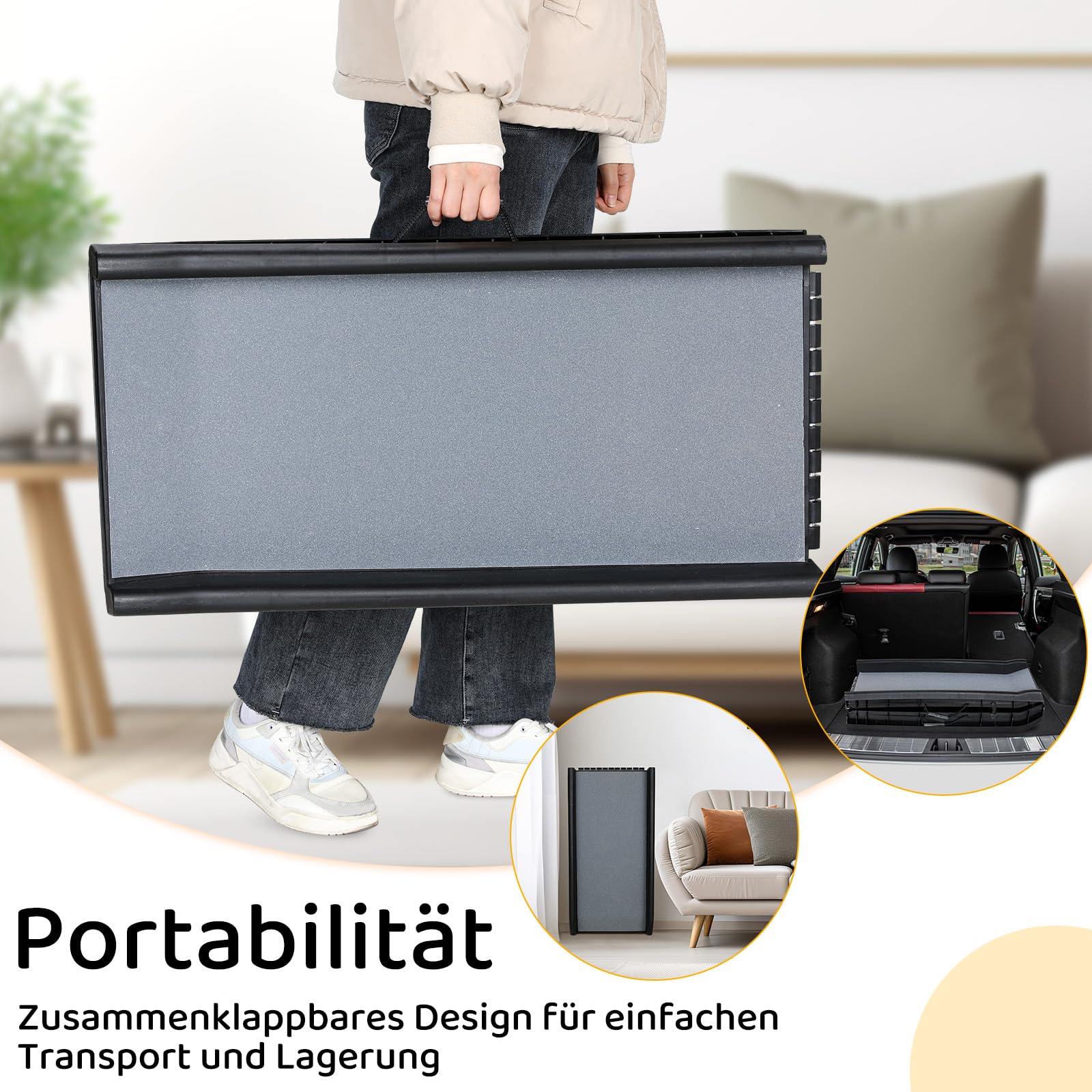 Rampe Pliable Pour Chien Voiture – Antidérapante, Charge Max 90 Kg, 156 Cm, Gris – Idéale Grands Chiens & Animaux Âgés