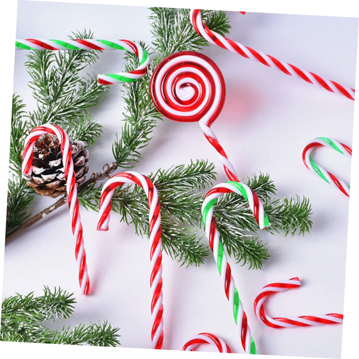 TOPBATHY 48 Piezas Decoraciones De Navidad Colgantes De Piruletas De Navidad Adornos De Baston De Dulces Adornos Navideños Decoración del Árbol De Navidad El Plastico