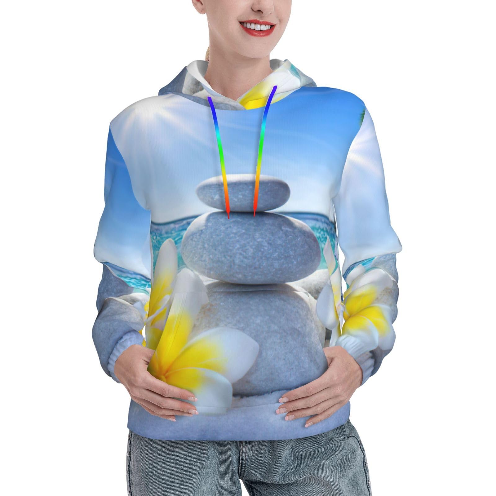 Sweat à capuche polyvalent quotidien EdWal pull femme imprimé tropical chic - 8
