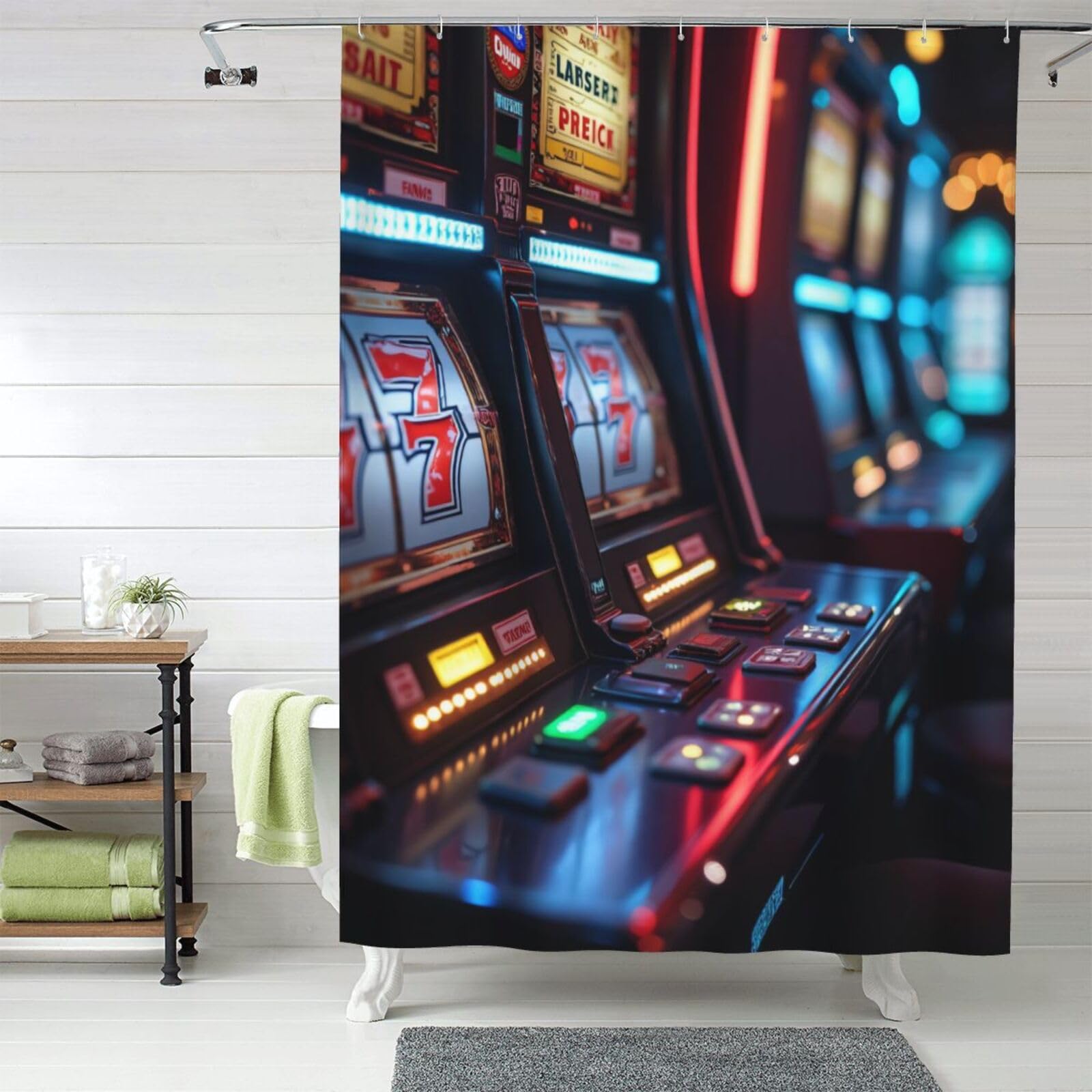Rideau de douche casino n°13 au design réaliste et tissu épais résistant haut de gamme