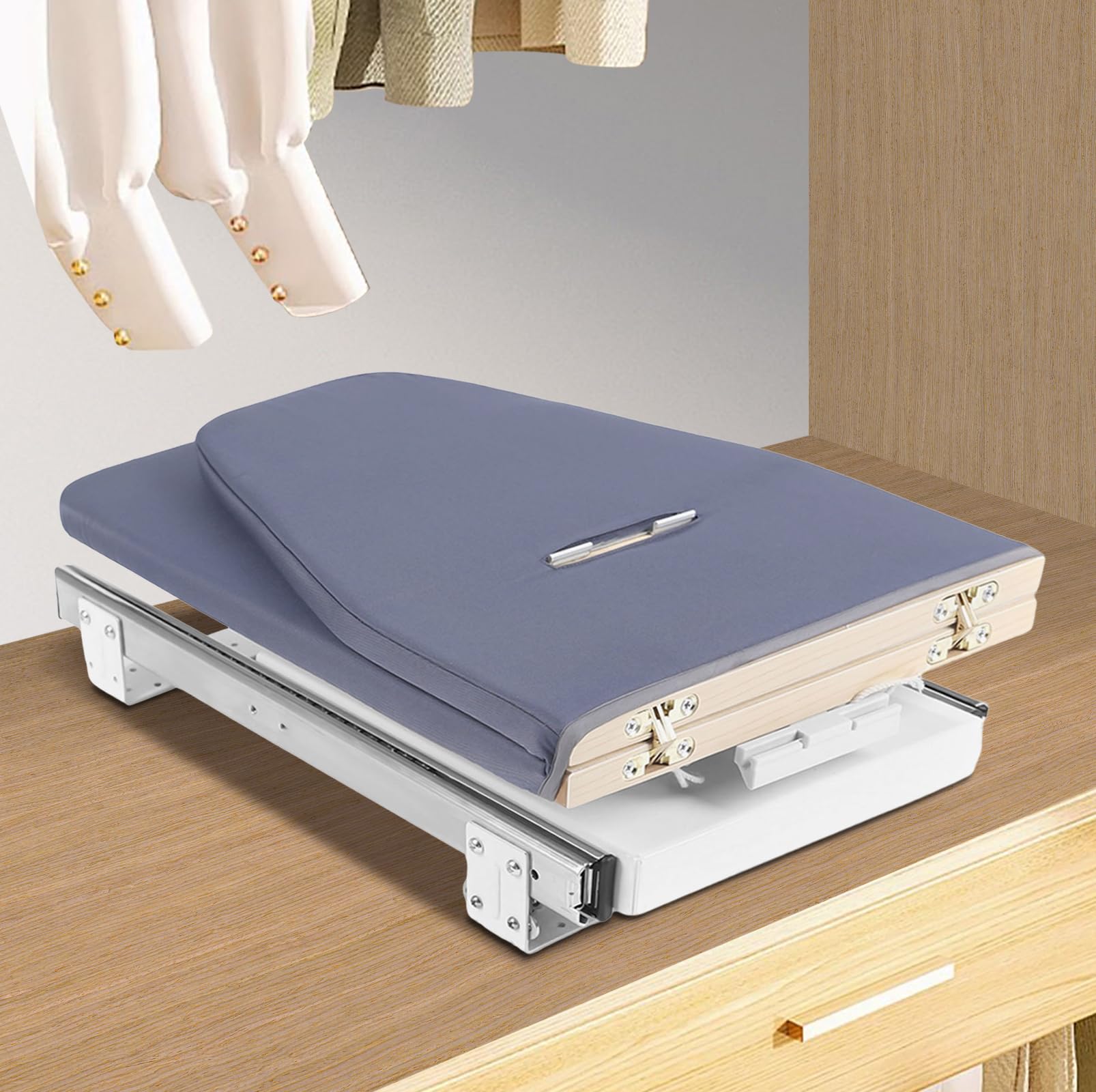 180° Drehung Ausziehbares Bügelbrett, 80X29.5X12CM Klappbar Bügelbretter mit Abnehmbarer Bezug, Schrankmontage Ironing Board