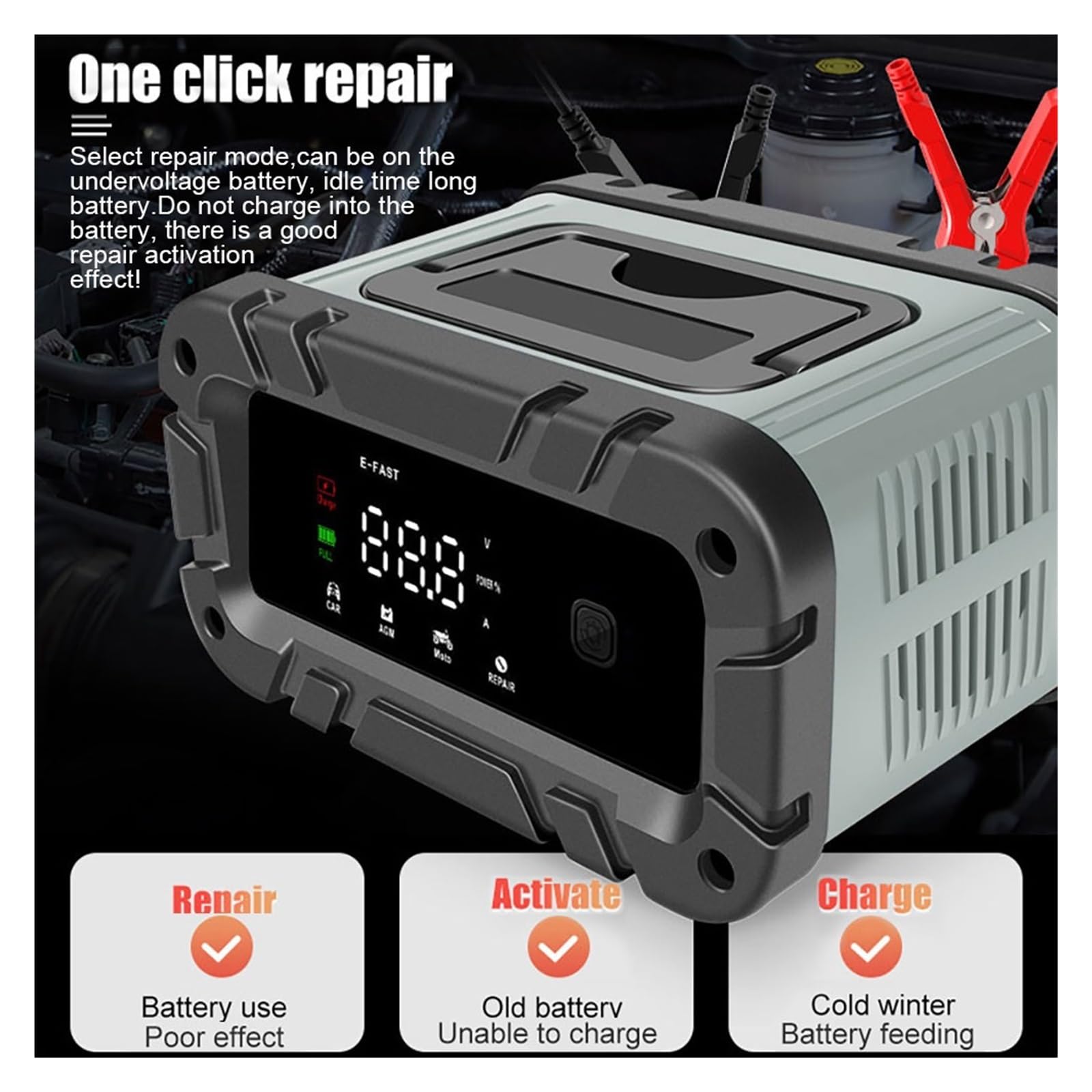 12V 10A 24V 5A / 6A Ładowarka Samochodowa W Pełni Automatyczna Wysokiej Częstotliwości Inteligentna Wyświetlacza LCD Do Naprawy Impulsów Precyzyjne łAdowanie(Orange)