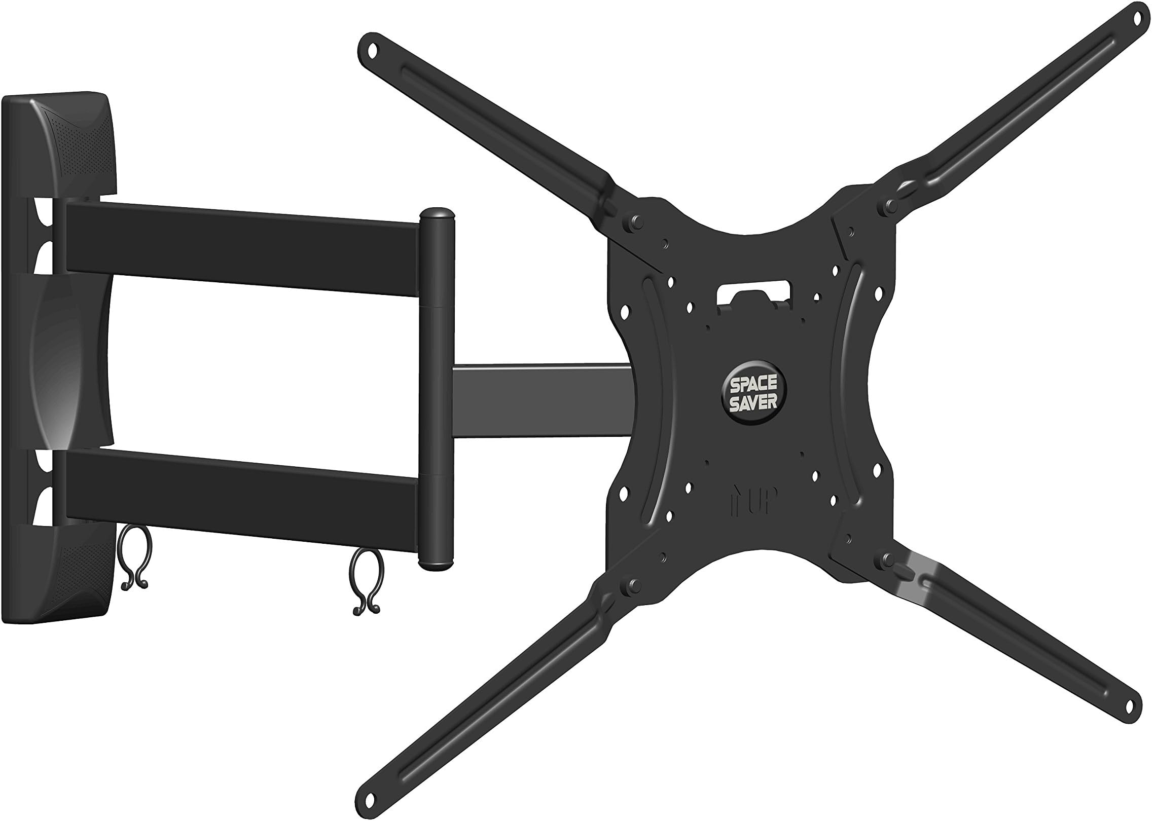 Space Saver 60564 Full Motion Wall Mount for Flat Panel TV, Black