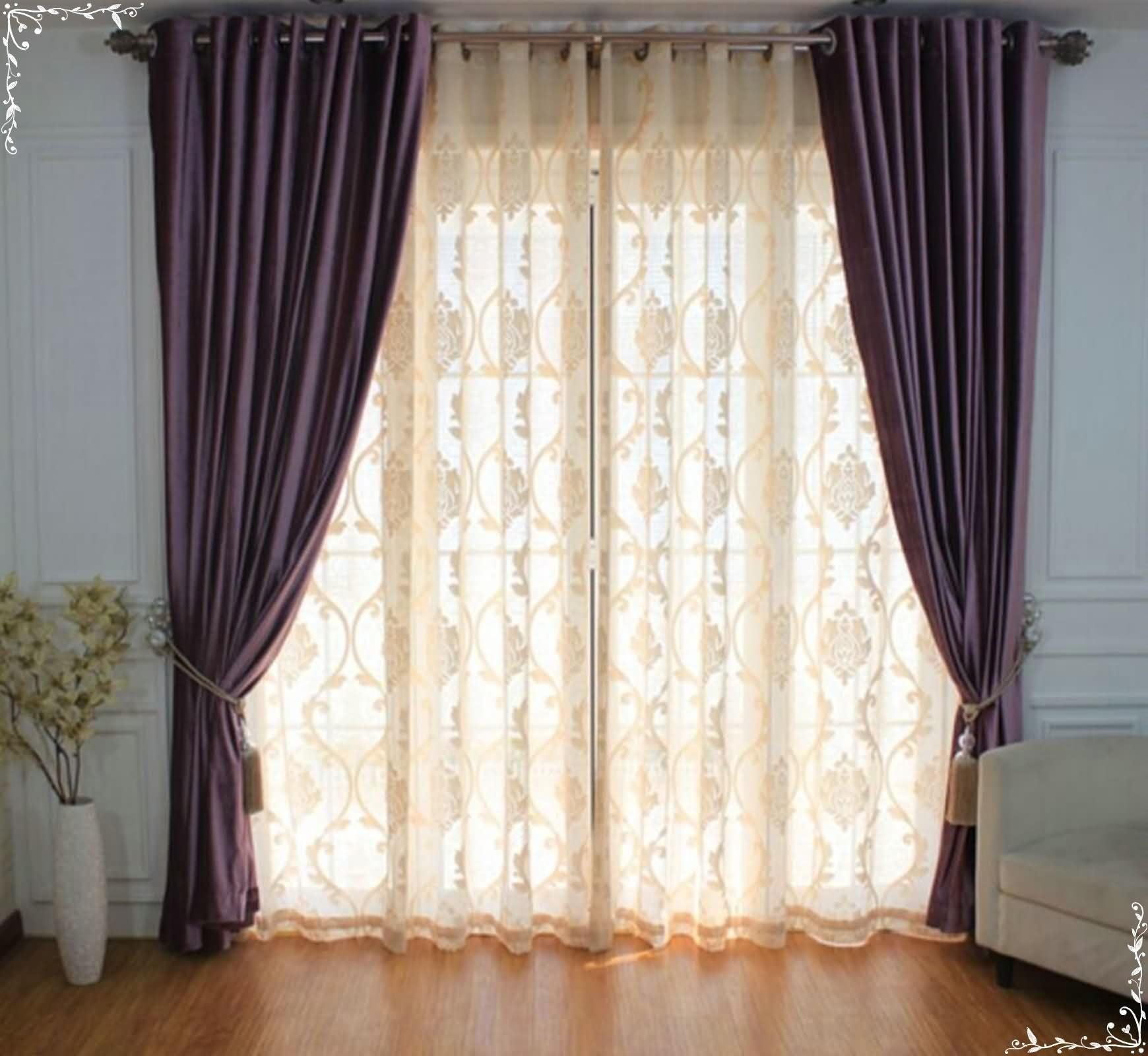 Rideau occultant lot de 2 Beydodo violet uni en polyester de dimensions 107x147cm