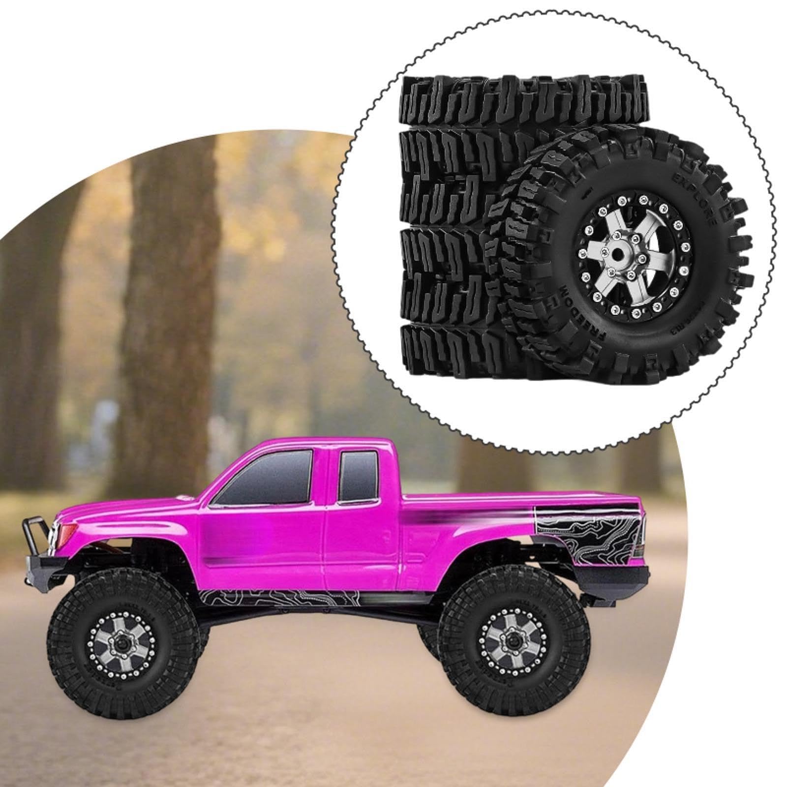 4 Pezzi Ruote Auto Giocattolo Pneumatici Parti Ricambio RC Resistenti in Alluminio Adatti per Modellismo Manutenzione Auto Radiocomandate, Argento