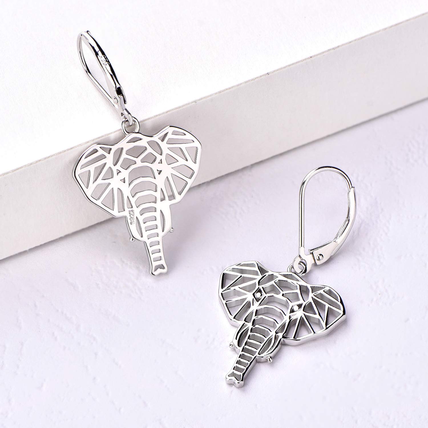 JO WISDOM Femme Boucles d'oreilles éléphant Animal en Argent 925 Dormeuse