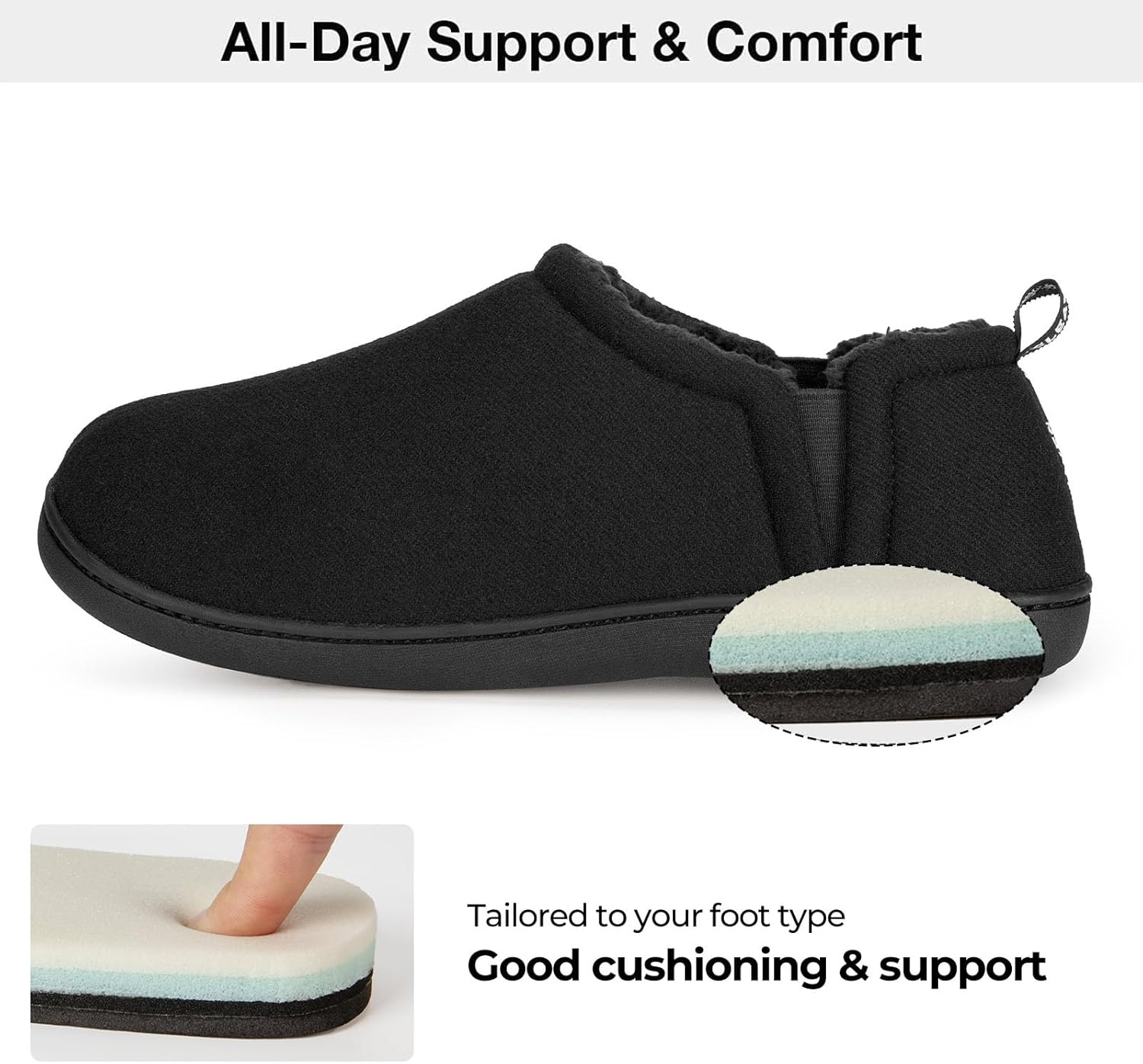 Snug Leaves Men's Faux Wool Slippers Comfy Warm Winter House Shoes with Elastic Gores - Image 4