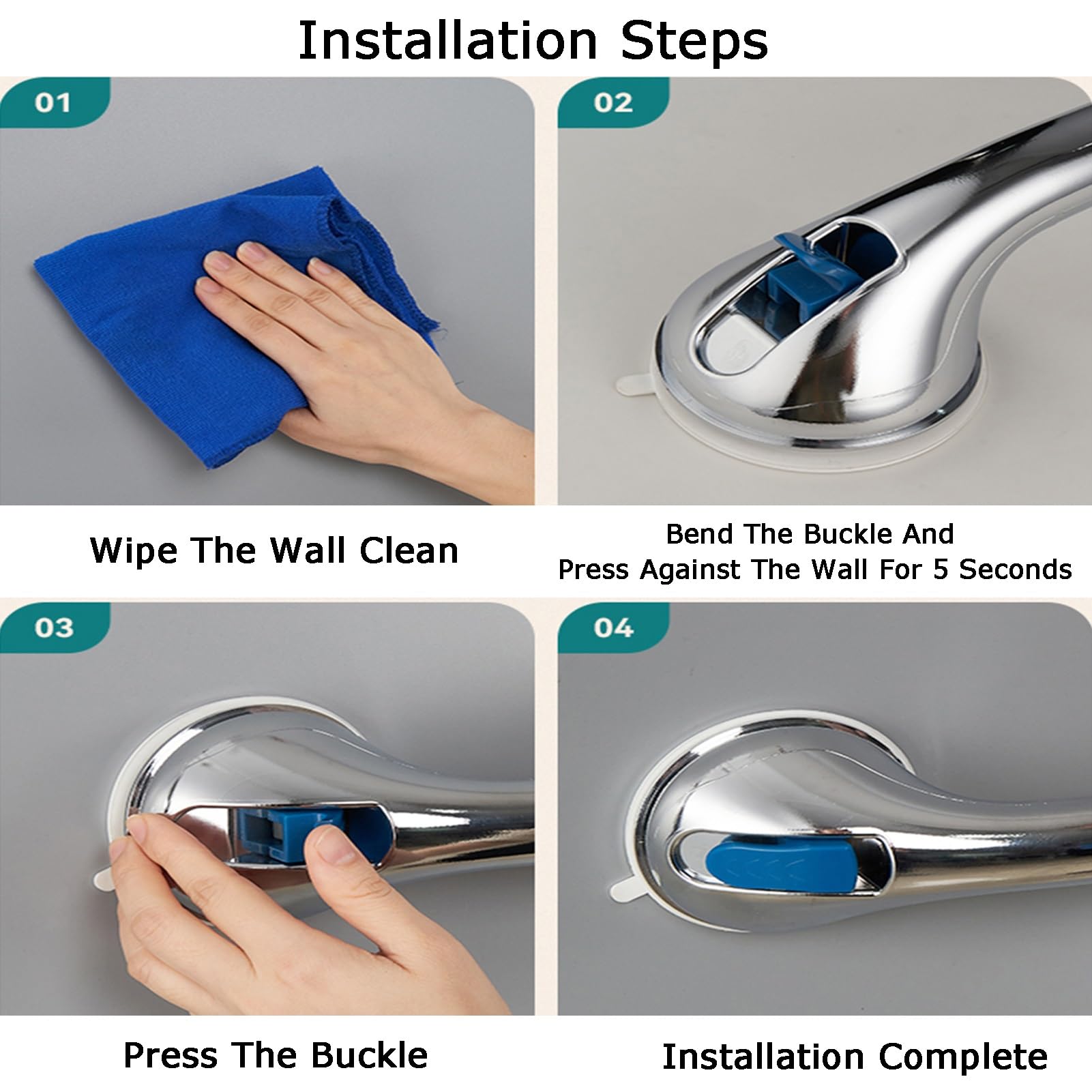 Maniglioni For Bagno, Corrimano Di Sicurezza For WC Con Ventosa, Portata 110 Kg, For Anziani E Donne Incinte(L-550mm)