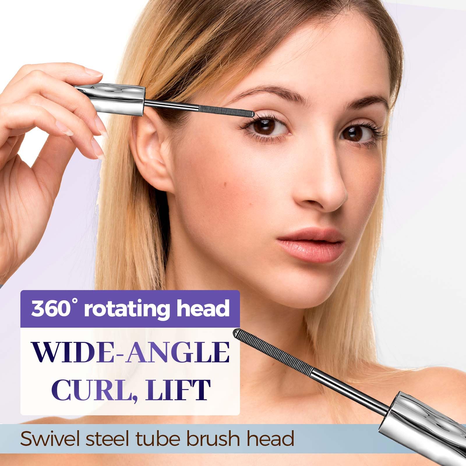 Mascara für ältere Frauen, 2026 Neu 3D Curling Eyelash Iron, Wasserfest Iron Eye Mascara, Metal Mas cara mit Metallbürste Volumengebende Wimperntusche Schnell Trocknend und Wischfest (3PC)