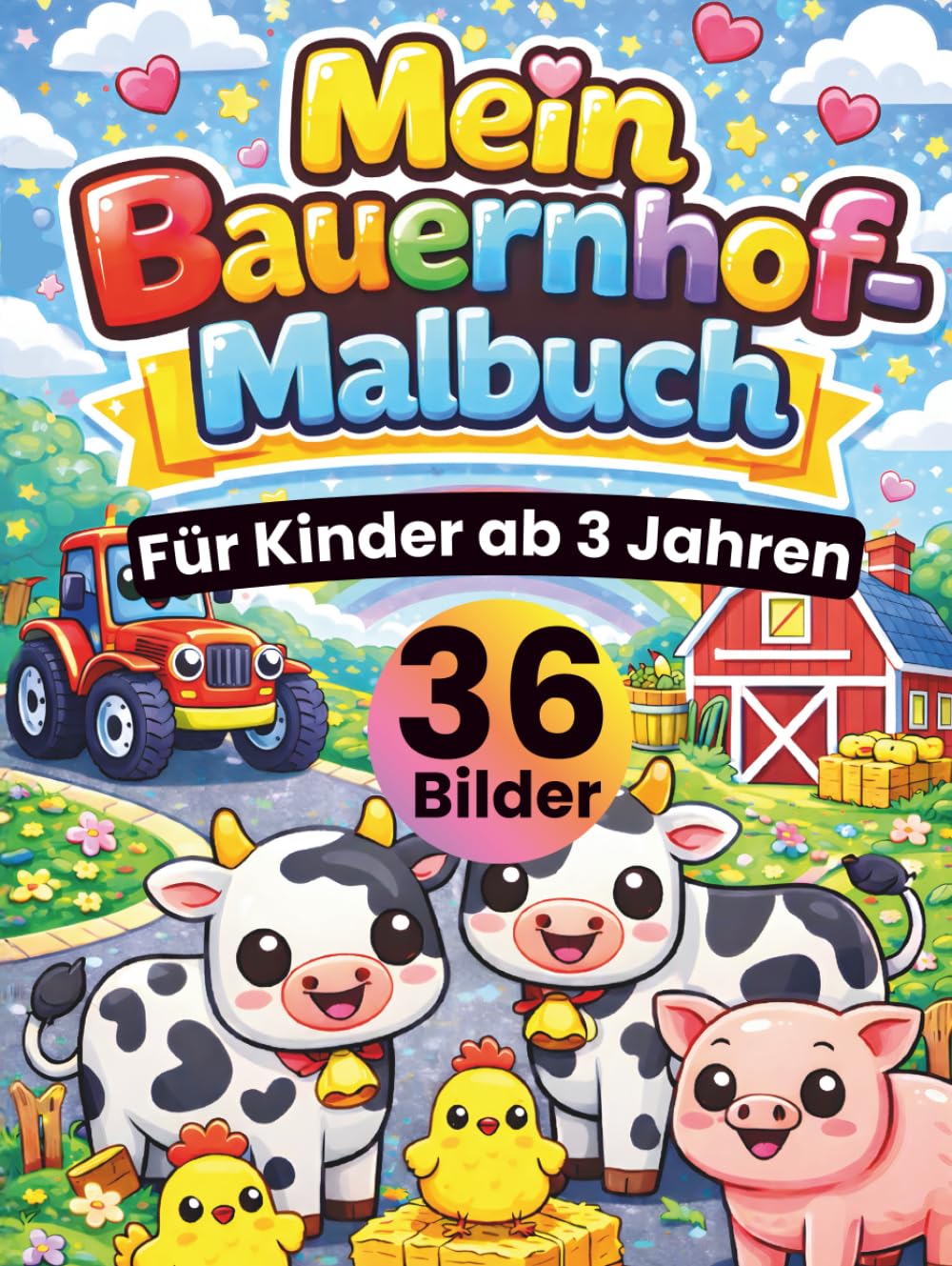 Mein Bauernhof Malbuch für Kinder ab 3 Jahren: Süße Bauernhof-Motive zum Ausmalen – Tiere, Traktoren, Scheunen & mehr • große, einfache Linien • jede ... Feinmotorik & Konzentration • DIN A4 Format