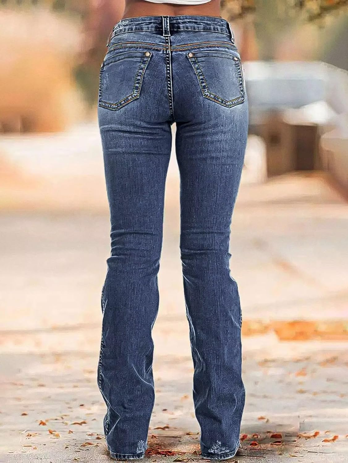 Flamingals Boot Cut Jeans for Women Mid Rise Butt Lifting Stretchy Trendy Bell Bottom Flare Denim Jeans - Image 3