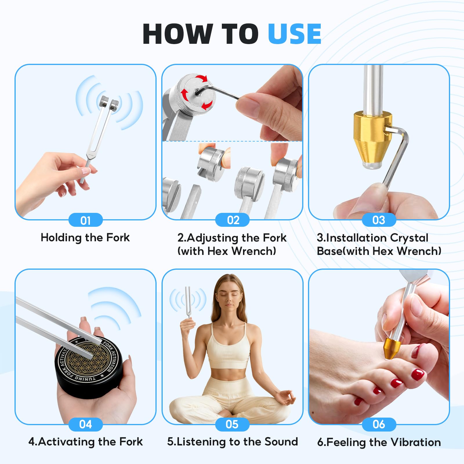 Diapasones Terapeuticos-128 Hz, 256 Hz, 512 Hz diapasones terapia para terapia de sonido, ajuste de chakras, meditación y yoga, regalo perfecto para la curación de mamá o novia para el día de la madre