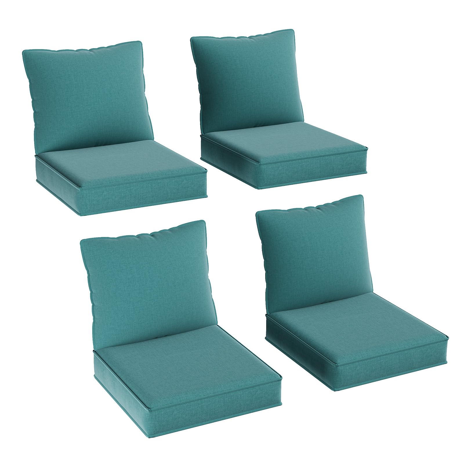 Condition photo showing New/Like New for aoxun replacement cushions for outdoor furniture, 4-piece outdoor cushions for patio furniture, deep seat, waterproof & fade resistant couch cushion for 4-seat patio conversation sets, sky blue(cushions only)