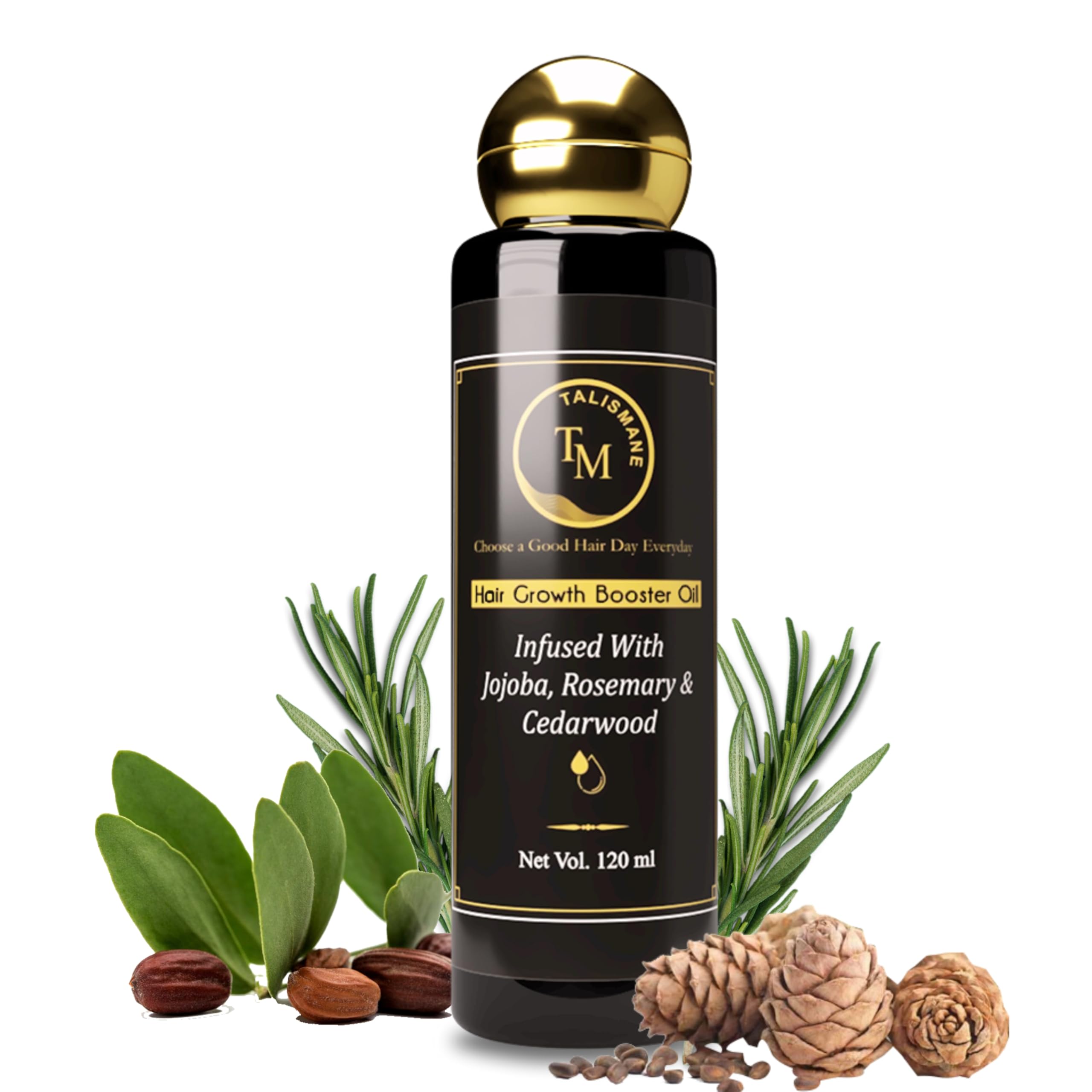 TALISMANE Hair Growth Booster Oil (120ml) for Men & Women– Natural Jojoba, Cedarwood & Rosemary Oil for Hair Growth, Hair Fall Control & Nourishment – Paraben & Mineral Oil Free, All Hair Types