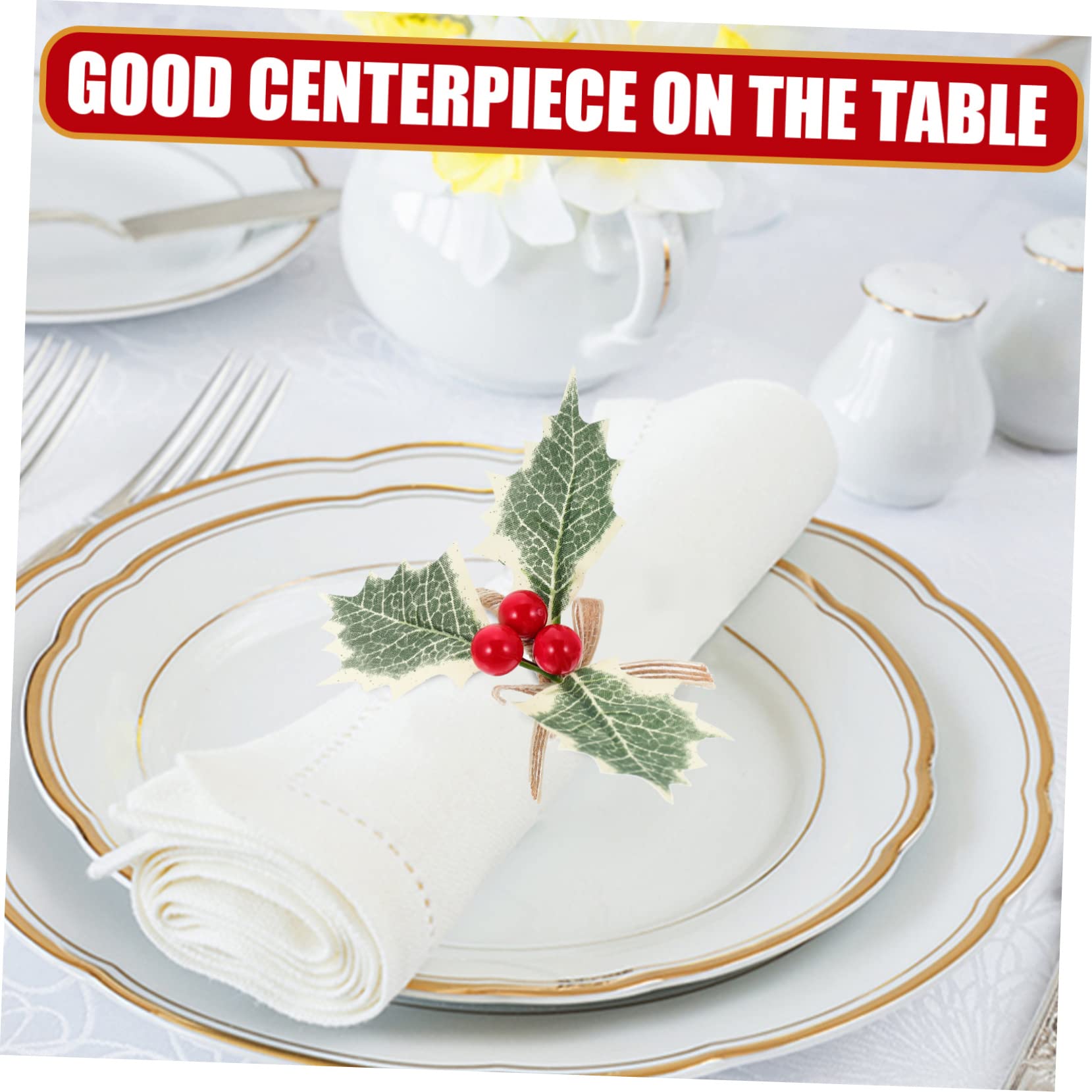 Ciieeo Pz portatovaglioli natalizi porta anelli per natale tovagliolo a foglia verde decorazioni casa decorazioni natalizie arredamento matrimonio decorazioni Bomboniere Schiuma rosso