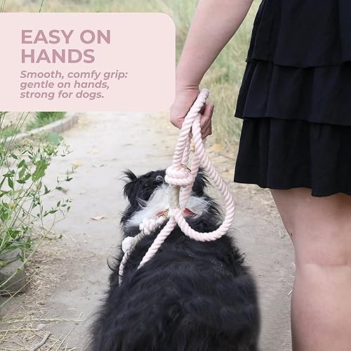 Miniatura 9 de Correa de cuerda para perro de alta calidad, correa de cuerda de algodón trenzada suave y duradera para perros medianosperros grandes, correa ligera