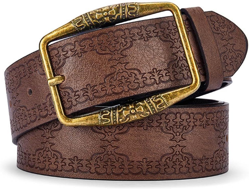 Western Belt for Jeans Vintage Brown Leather Belts Cowgirl Belts for Women
