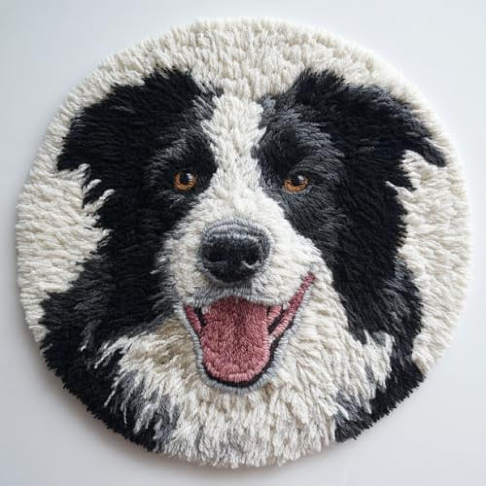 XDEGHUANGSS DIY Latch Hook Rug Kit for Aldult,Border Collie Dog Round Carpet with Preprinted Pattern 52x52cm Yarn Hooking Crochet Rug Mat Home Floor Mat Decor-9