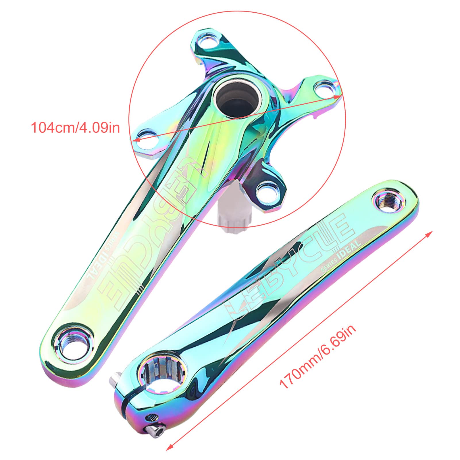 Zestaw korbowy do roweru wyścigowego, zestaw korbowy Fixed-Gear, wąskie, szerokie zęby, kwadratowy, stożkowy zestaw korbowy - zamiennik tarczy łańcuchowej do rowerów składanych | szerokie zęby, kwadratowy, stożkowy zestaw korbowy - zamiennik tarczy łańcuc