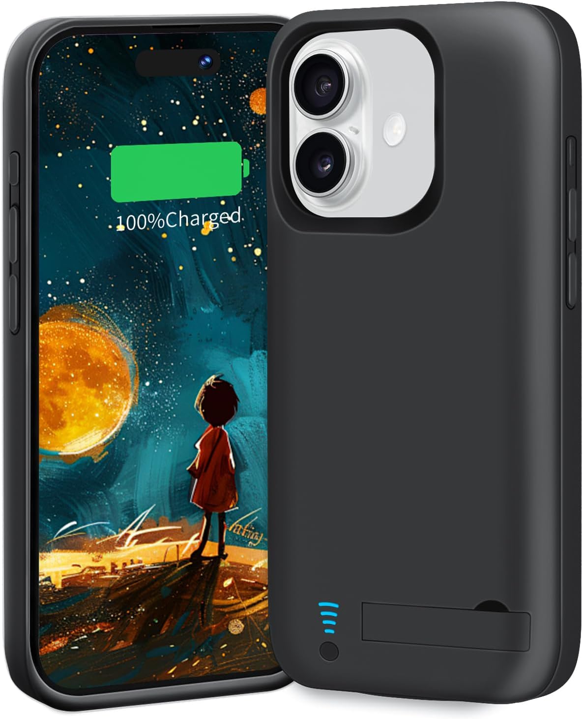 [Upgraded Battery Case for iPhone 16, 5000mAh Rechargeable Extended Battery Charging Charger Case, Add 100% Extra Juice (6.1 Inches) Black