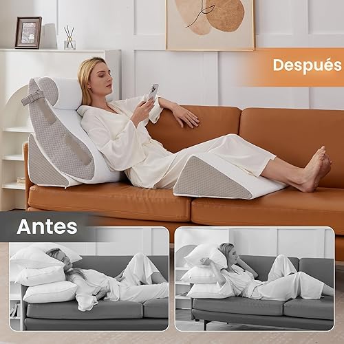 Miniatura 7 de Juego de 4 almohadas de cuña para después de la cirugía, almohada ortopédica de cuña para aliviar el dolor de espalda, sentarse en la cama,