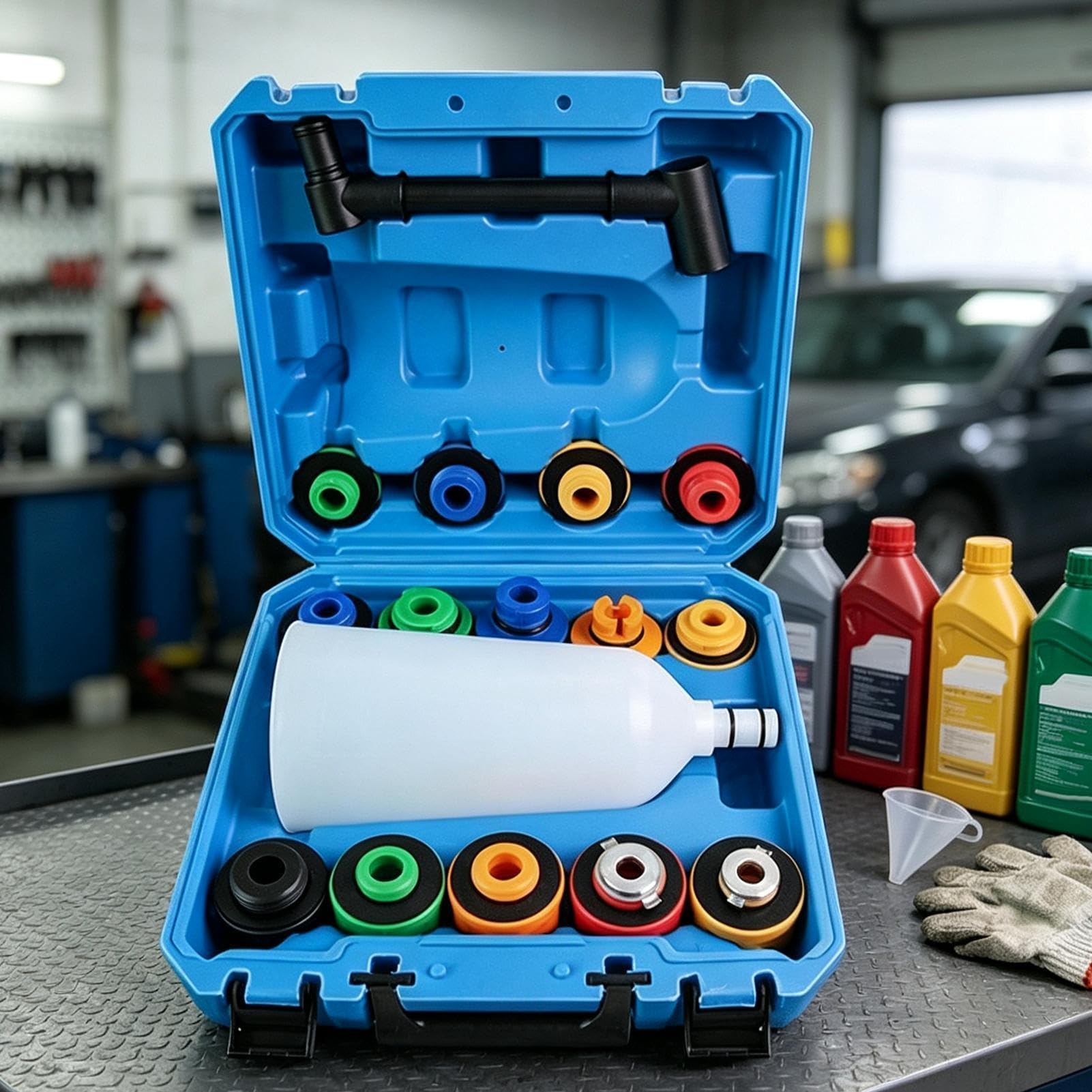 Kit de embudo para aceite motor 16 piezas juego de embudo con purga | Kit Embudo Purga Radiador para coches, camiones, autocaravanas, lavado y reparación