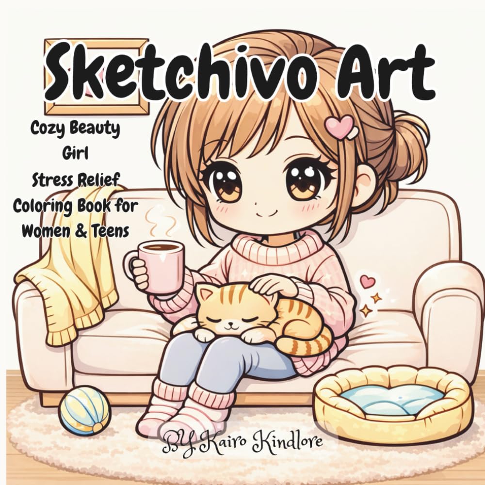 Sketchivo Art: Cozy Beauty Girl Stress Relief Coloring Book for Women & Teens