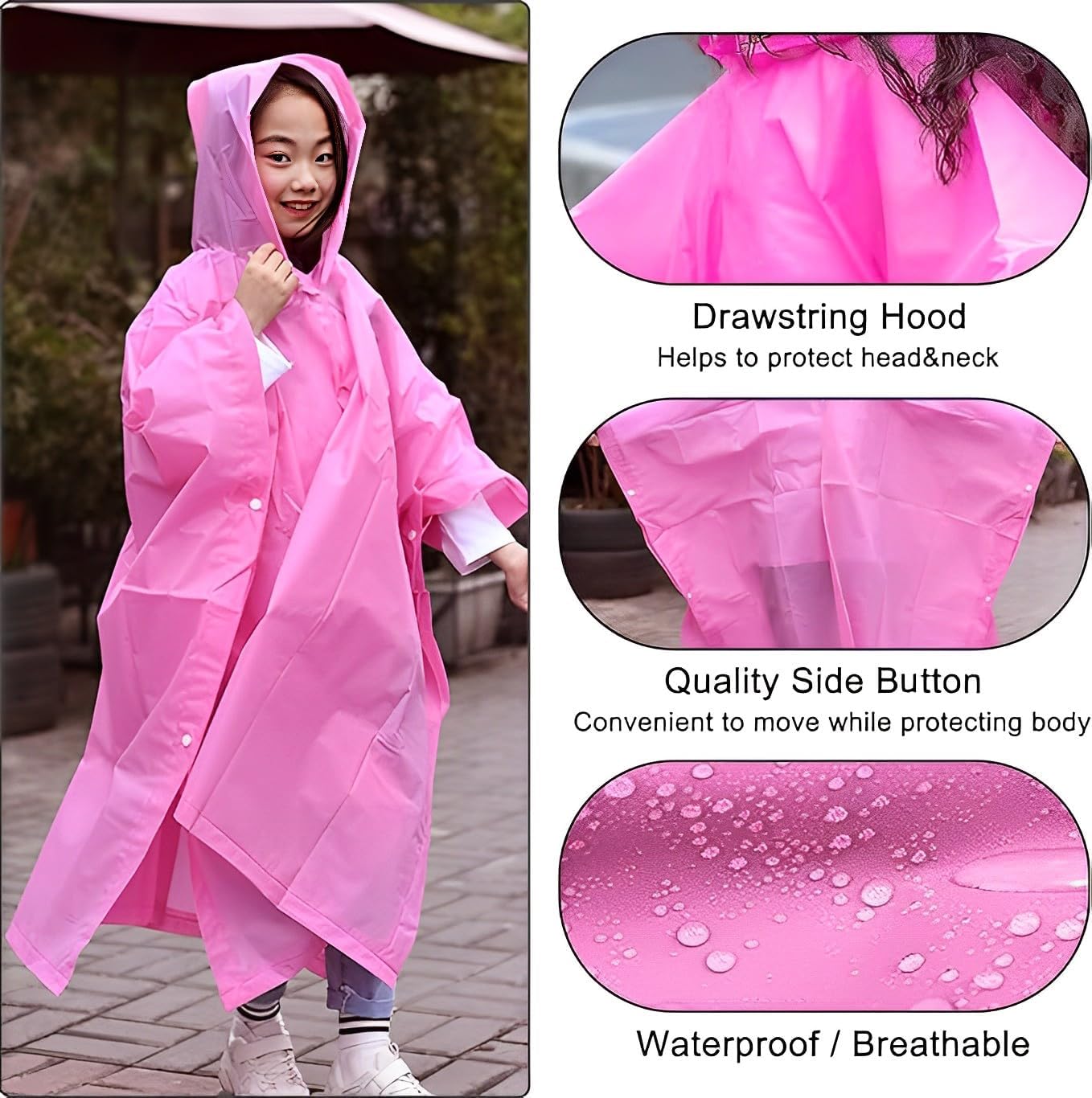 Raincoats Ponchos for Kids, 2 Pack Emergency Rain Jacket with Hood for Boys Girls Disney Travel Outdoors - Image 4