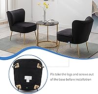Vista 6 de KCC Juego de 2 sillas decorativas modernas tapizadas de terciopelo, sillas de sala de estar de mediados de siglo con patas doradas, cómoda silla sin