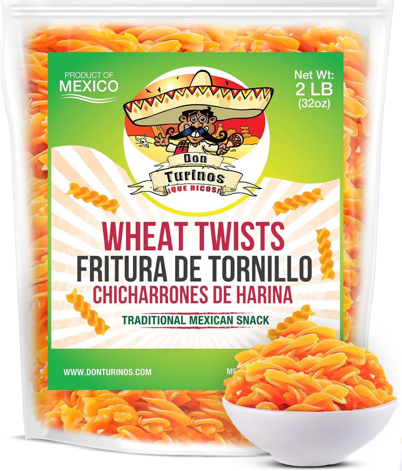 Duritos (Duros) Mexican Wheat Pellet Twists 2LB - Fritura De Tornillo - Traditional Fried Snack- by Turinos