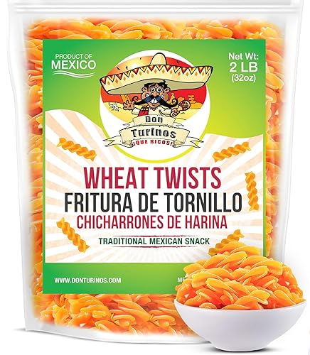 Turinos Duritos (Duros) Trigo Mexicano Pellet Twists 2LB - Fritura De Tornillo - Bocadillo tradicional frito - por Turinos