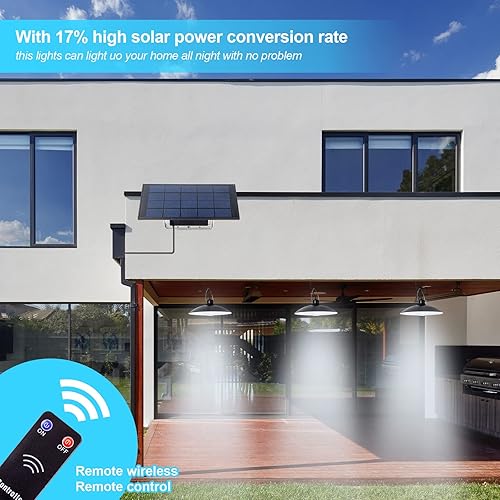 Miniatura 3 de Yrbxsky Luces solares para interiores y exteriores con 3 cabezales y control remoto. Luz colgante de energía solar IP65 impermeable colgante