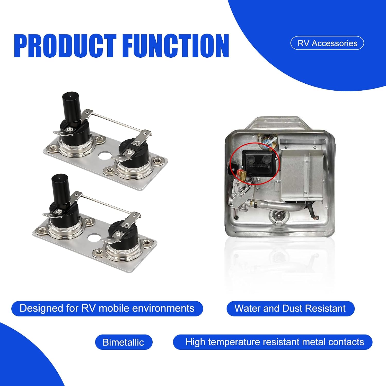 232282 RV Water Heater Thermostat Switch for Suburban T-STAT 120 Volt Water Heater Thermostat Switch Replacement Part (2 Pack)