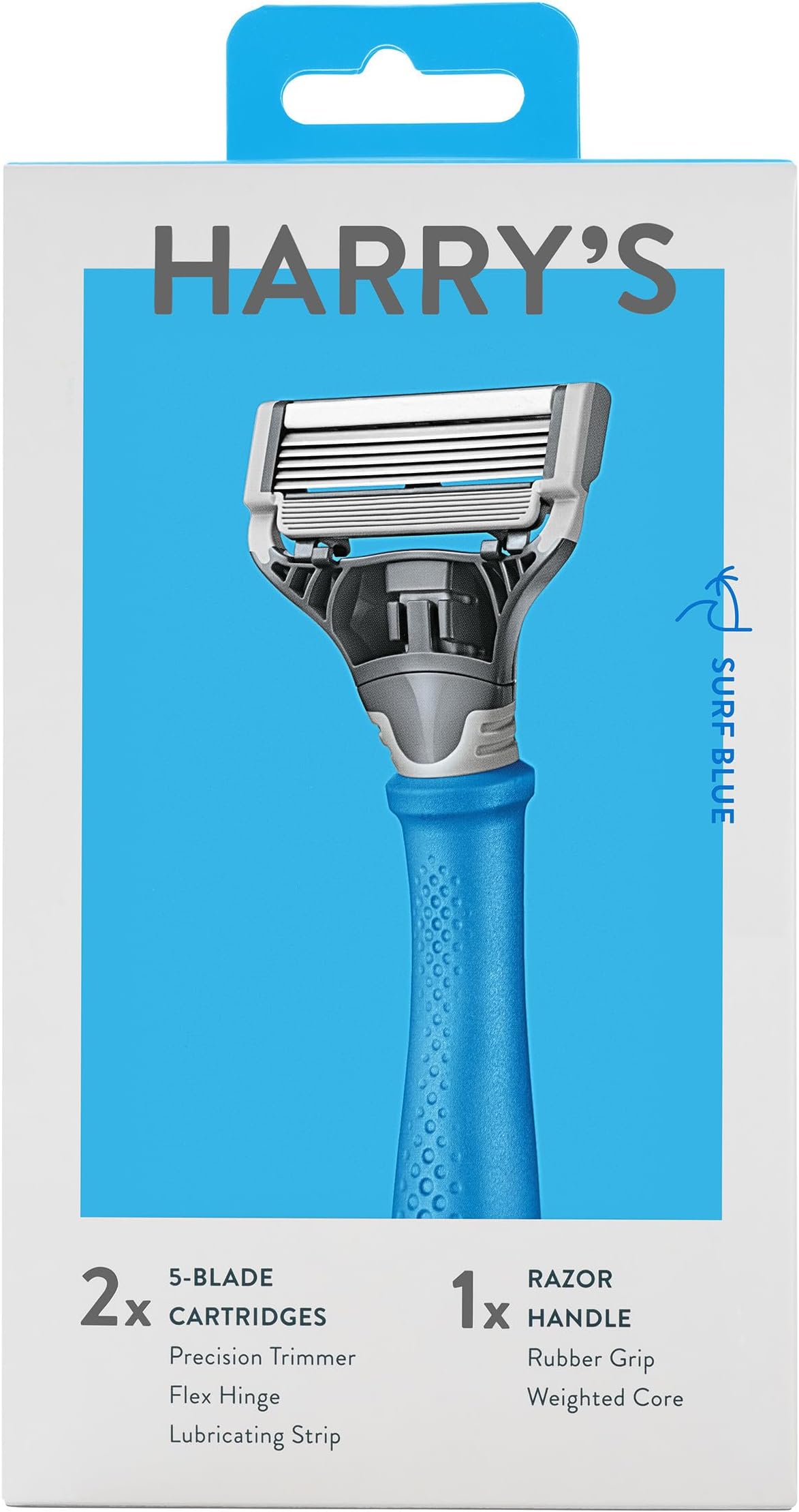Original Razors for Men - Two 5-Blade Cartridges and 1 Razor Handle - German Engineered - Surf Blue Edition