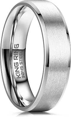 King Ring 4/6/8mm Basic Rings Super Polished Matt Finish Mens Rings Wedding Bands for Men & Women Designed in USA