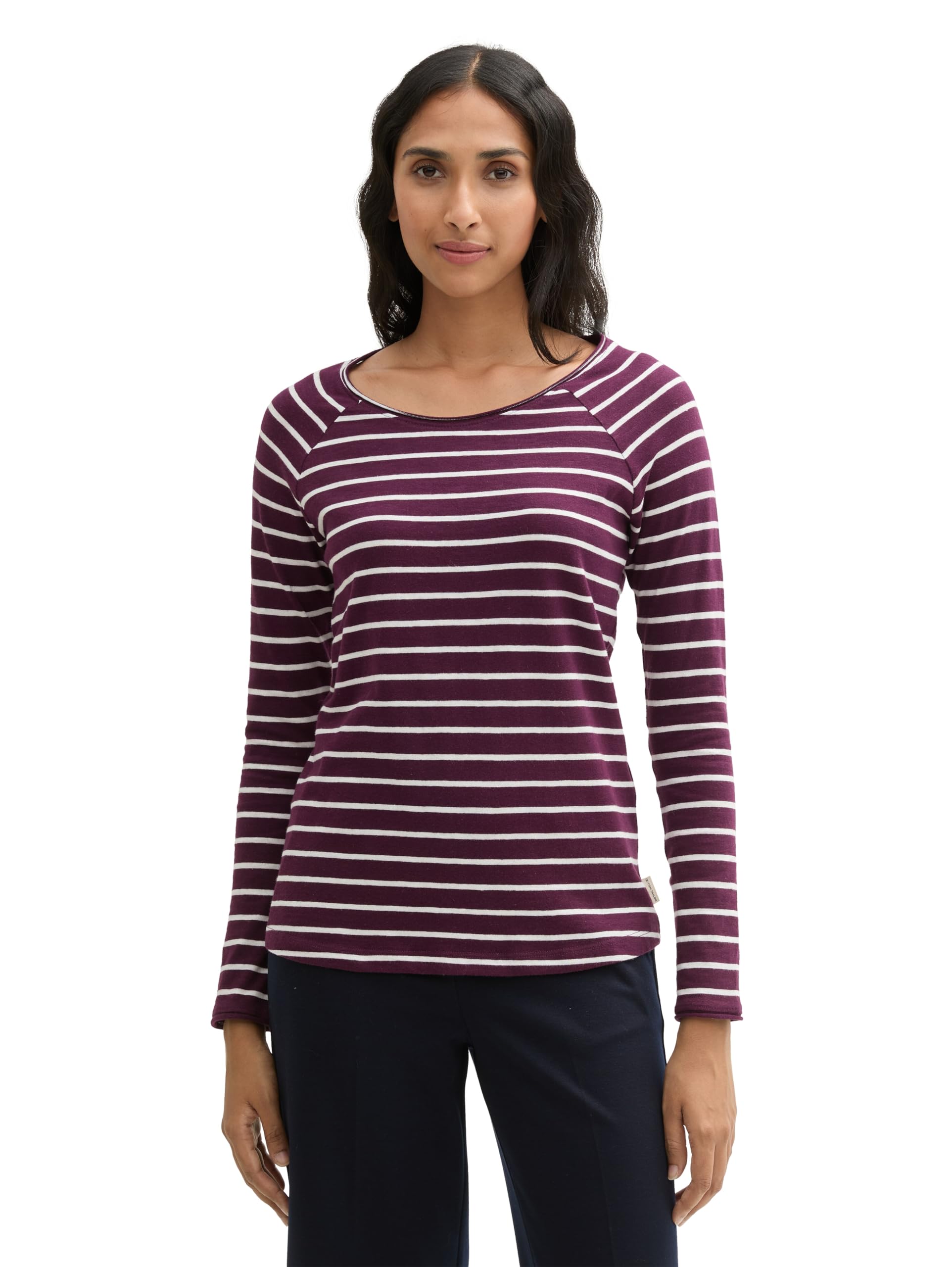 Tom Tailor Damen 1043134 Basic Longsleeve mit Raglan-Ärmeln